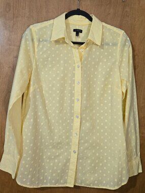 Talbots Classic Cotton Shirt Dotted Swiss flower Women Size small Long Sleeve